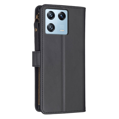 Xiaomi 13 Pro Leather Flip Wallet Phone Case with 9 Card Slots, Zipper Compartment, and Adjustable Stand