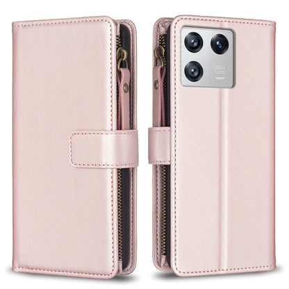 Xiaomi 13 Leather Flip Wallet Phone Case with 9 Card Slots, Zipper Compartment, and Adjustable Stand