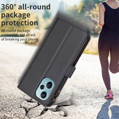 Xiaomi Poco F5 5G Leather Flip Wallet Phone Case with 9 Card Slots, Zipper Compartment, and Adjustable Stand