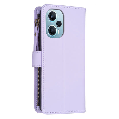 Xiaomi Poco F5 5G Leather Flip Wallet Phone Case with 9 Card Slots, Zipper Compartment, and Adjustable Stand