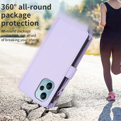 Xiaomi Poco F5 5G Leather Flip Wallet Phone Case with 9 Card Slots, Zipper Compartment, and Adjustable Stand