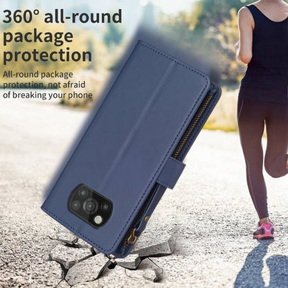 Xiaomi Poco X3 Leather Flip Wallet Phone Case with 9 Card Slots, Zipper Compartment, and Adjustable Stand