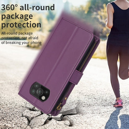 Xiaomi Poco X3 Leather Flip Wallet Phone Case with 9 Card Slots, Zipper Compartment, and Adjustable Stand