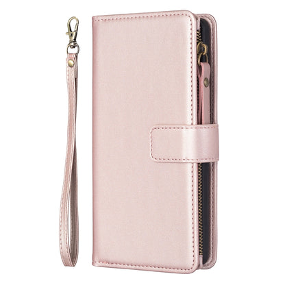 Xiaomi Poco M6 Pro 4G Leather Flip Wallet Phone Case with 9 Card Slots, Zipper Compartment, and Adjustable Stand