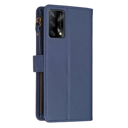 OPPO A74 4G Leather Flip Wallet Phone Case with 9 Card Slots, Zipper Compartment, and Adjustable Stand