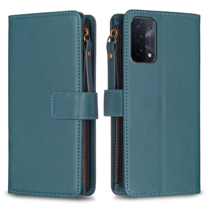 OPPO A74 5G Leather Flip Wallet Phone Case with 9 Card Slots, Zipper Compartment, and Adjustable Stand