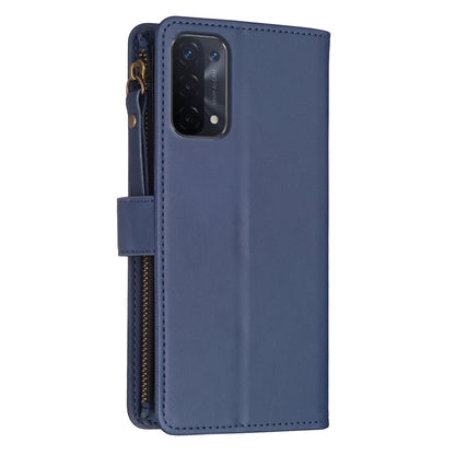OPPO A93 5G Leather Flip Wallet Phone Case with 9 Card Slots, Zipper Compartment, and Adjustable Stand
