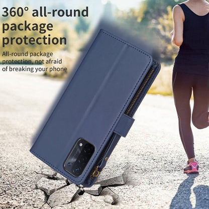 OPPO A93 5G Leather Flip Wallet Phone Case with 9 Card Slots, Zipper Compartment, and Adjustable Stand