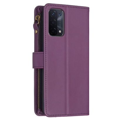 OPPO A93 5G Leather Flip Wallet Phone Case with 9 Card Slots, Zipper Compartment, and Adjustable Stand