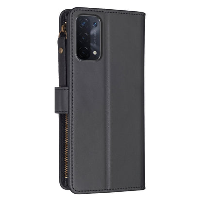 OPPO A93 5G Leather Flip Wallet Phone Case with 9 Card Slots, Zipper Compartment, and Adjustable Stand