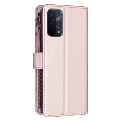 OPPO A93 5G Leather Flip Wallet Phone Case with 9 Card Slots, Zipper Compartment, and Adjustable Stand