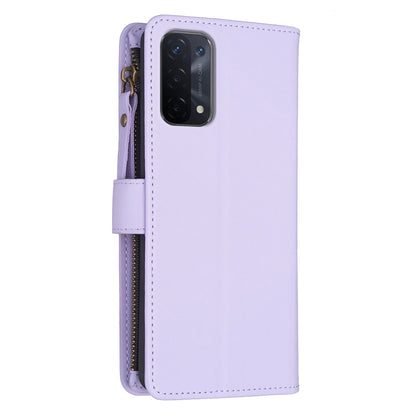 OPPO A74 5G Leather Flip Wallet Phone Case with 9 Card Slots, Zipper Compartment, and Adjustable Stand