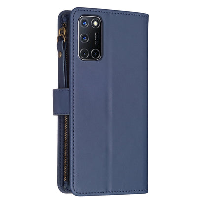 OPPO A72 Leather Flip Wallet Phone Case with 9 Card Slots, Zipper Compartment, and Adjustable Stand