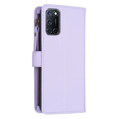OPPO A72 Leather Flip Wallet Phone Case with 9 Card Slots, Zipper Compartment, and Adjustable Stand