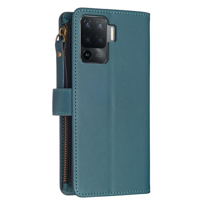 OPPO A94 4G Leather Flip Wallet Phone Case with 9 Card Slots, Zipper Compartment, and Adjustable Stand