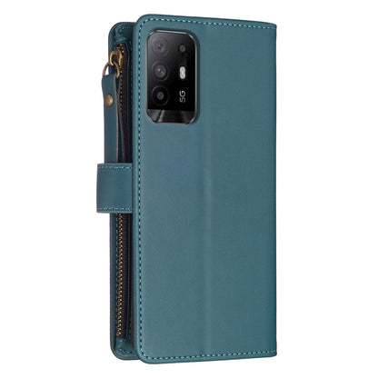OPPO Reno5 Z 5G Leather Flip Wallet Phone Case with 9 Card Slots, Zipper Compartment, and Adjustable Stand