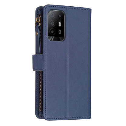 OPPO A94 5G Leather Flip Wallet Phone Case with 9 Card Slots, Zipper Compartment, and Adjustable Stand
