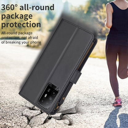 OPPO Reno5 Z 5G Leather Flip Wallet Phone Case with 9 Card Slots, Zipper Compartment, and Adjustable Stand