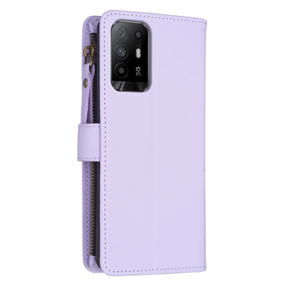OPPO Reno5 Z 5G Leather Flip Wallet Phone Case with 9 Card Slots, Zipper Compartment, and Adjustable Stand