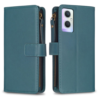 OPPO Reno7 Z Leather Flip Wallet Phone Case with 9 Card Slots, Zipper Compartment, and Adjustable Stand