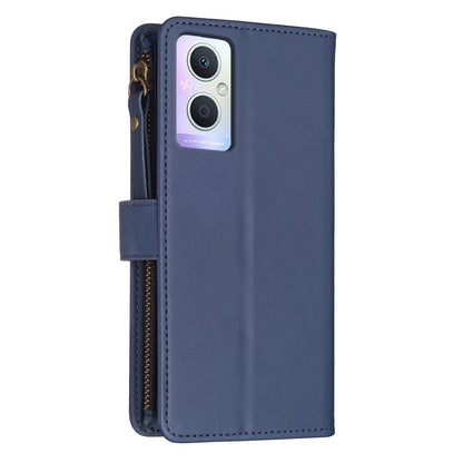 OPPO Reno7 Z Leather Flip Wallet Phone Case with 9 Card Slots, Zipper Compartment, and Adjustable Stand