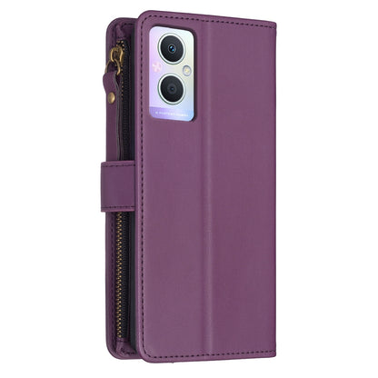 OPPO Reno7 Z Leather Flip Wallet Phone Case with 9 Card Slots, Zipper Compartment, and Adjustable Stand