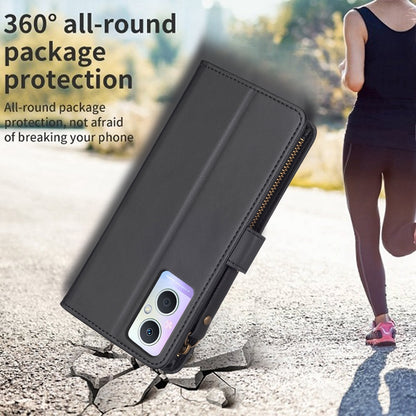 OPPO Reno7 Z Leather Flip Wallet Phone Case with 9 Card Slots, Zipper Compartment, and Adjustable Stand