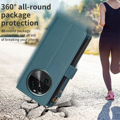 OPPO Find X6 Leather Flip Wallet Phone Case with 9 Card Slots, Zipper Compartment, and Adjustable Stand