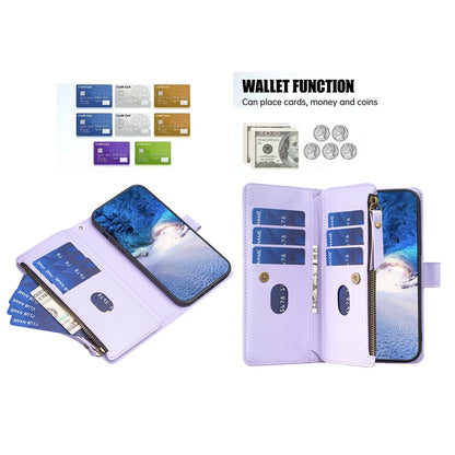 Realme C53 Leather Flip Wallet Phone Case with 9 Card Slots, Zipper Compartment, and Adjustable Stand