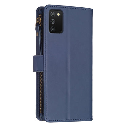Samsung Galaxy A03s Leather Flip Wallet Phone Case with 9 Card Slots, Zipper Compartment, and Adjustable Stand