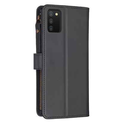 Samsung Galaxy A03s Leather Flip Wallet Phone Case with 9 Card Slots, Zipper Compartment, and Adjustable Stand