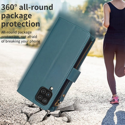 Samsung Galaxy A12 Leather Flip Wallet Phone Case with 9 Card Slots, Zipper Compartment, and Adjustable Stand