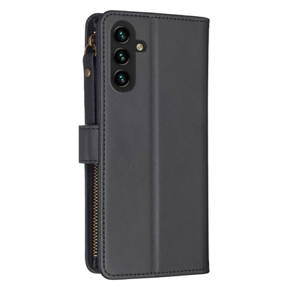 Samsung Galaxy A13 Leather Flip Wallet Phone Case with 9 Card Slots, Zipper Compartment, and Adjustable Stand