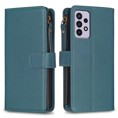 Samsung Galaxy A33 Leather Flip Wallet Phone Case with 9 Card Slots, Zipper Compartment, and Adjustable Stand