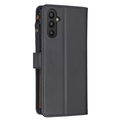 Samsung Galaxy A34 5G Leather Flip Wallet Phone Case with 9 Card Slots, Zipper Compartment, and Adjustable Stand