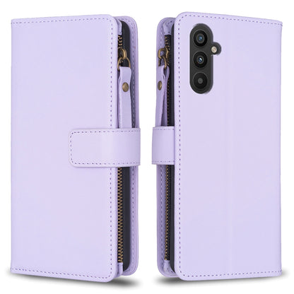 Samsung Galaxy A34 5G Leather Flip Wallet Phone Case with 9 Card Slots, Zipper Compartment, and Adjustable Stand