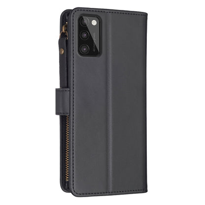 Samsung Galaxy A41 Leather Flip Wallet Phone Case with 9 Card Slots, Zipper Compartment, and Adjustable Stand