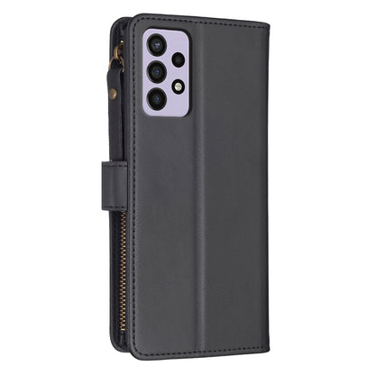 Samsung Galaxy A72 Leather Flip Wallet Phone Case with 9 Card Slots, Zipper Compartment, and Adjustable Stand