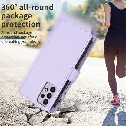 Samsung Galaxy A72 Leather Flip Wallet Phone Case with 9 Card Slots, Zipper Compartment, and Adjustable Stand