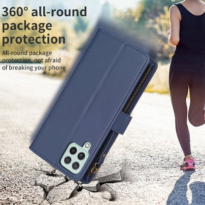 Samsung Galaxy A22 4G Leather Flip Wallet Phone Case with 9 Card Slots, Zipper Compartment, and Adjustable Stand