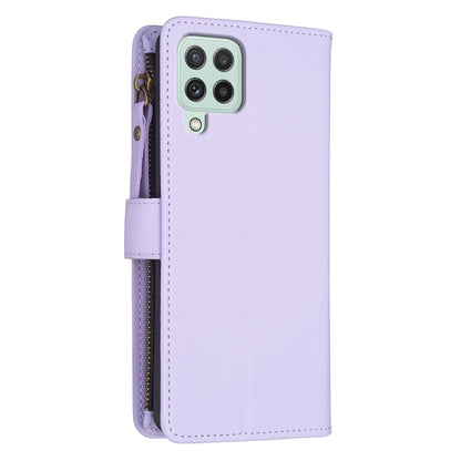 Samsung Galaxy A22 4G Leather Flip Wallet Phone Case with 9 Card Slots, Zipper Compartment, and Adjustable Stand