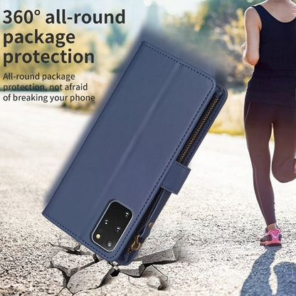 Samsung Galaxy S20+ Leather Flip Wallet Phone Case with 9 Card Slots, Zipper Compartment, and Adjustable Stand