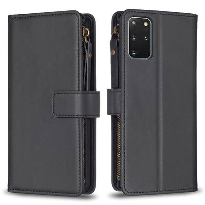 Samsung Galaxy S20+ Leather Flip Wallet Phone Case with 9 Card Slots, Zipper Compartment, and Adjustable Stand