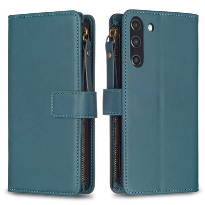 Samsung Galaxy S21 FE 5G Leather Flip Wallet Phone Case with 9 Card Slots, Zipper Compartment, and Adjustable Stand