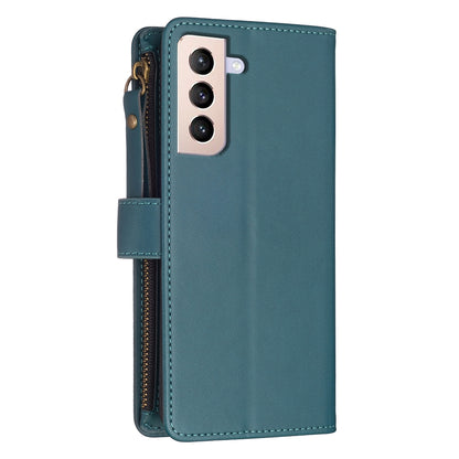 Samsung Galaxy S21+ 5G Leather Flip Wallet Phone Case with 9 Card Slots, Zipper Compartment, and Adjustable Stand