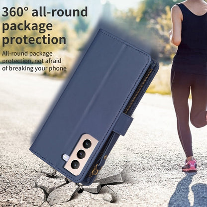 Samsung Galaxy S21+ 5G Leather Flip Wallet Phone Case with 9 Card Slots, Zipper Compartment, and Adjustable Stand