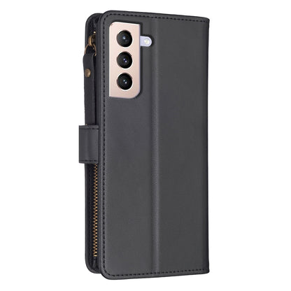 Samsung Galaxy S21+ 5G Leather Flip Wallet Phone Case with 9 Card Slots, Zipper Compartment, and Adjustable Stand