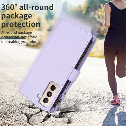 Samsung Galaxy S21+ 5G Leather Flip Wallet Phone Case with 9 Card Slots, Zipper Compartment, and Adjustable Stand