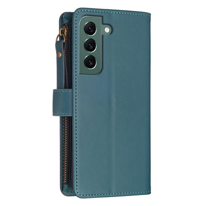 Samsung Galaxy S22+ 5G Leather Flip Wallet Phone Case with 9 Card Slots, Zipper Compartment, and Adjustable Stand