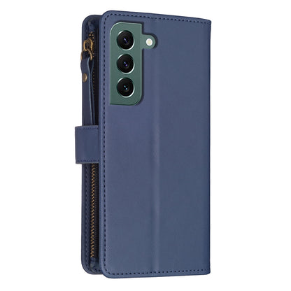 Samsung Galaxy S22+ 5G Leather Flip Wallet Phone Case with 9 Card Slots, Zipper Compartment, and Adjustable Stand